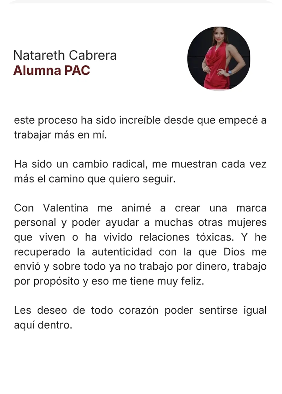 Testimonio de Natareth Cabrera, alumna PAC